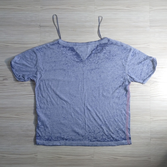 Tommy Hilfiger T-Shirt Women's Medium Blue Short Sleeve Graphic Logo Casual - Picture 2 of 6